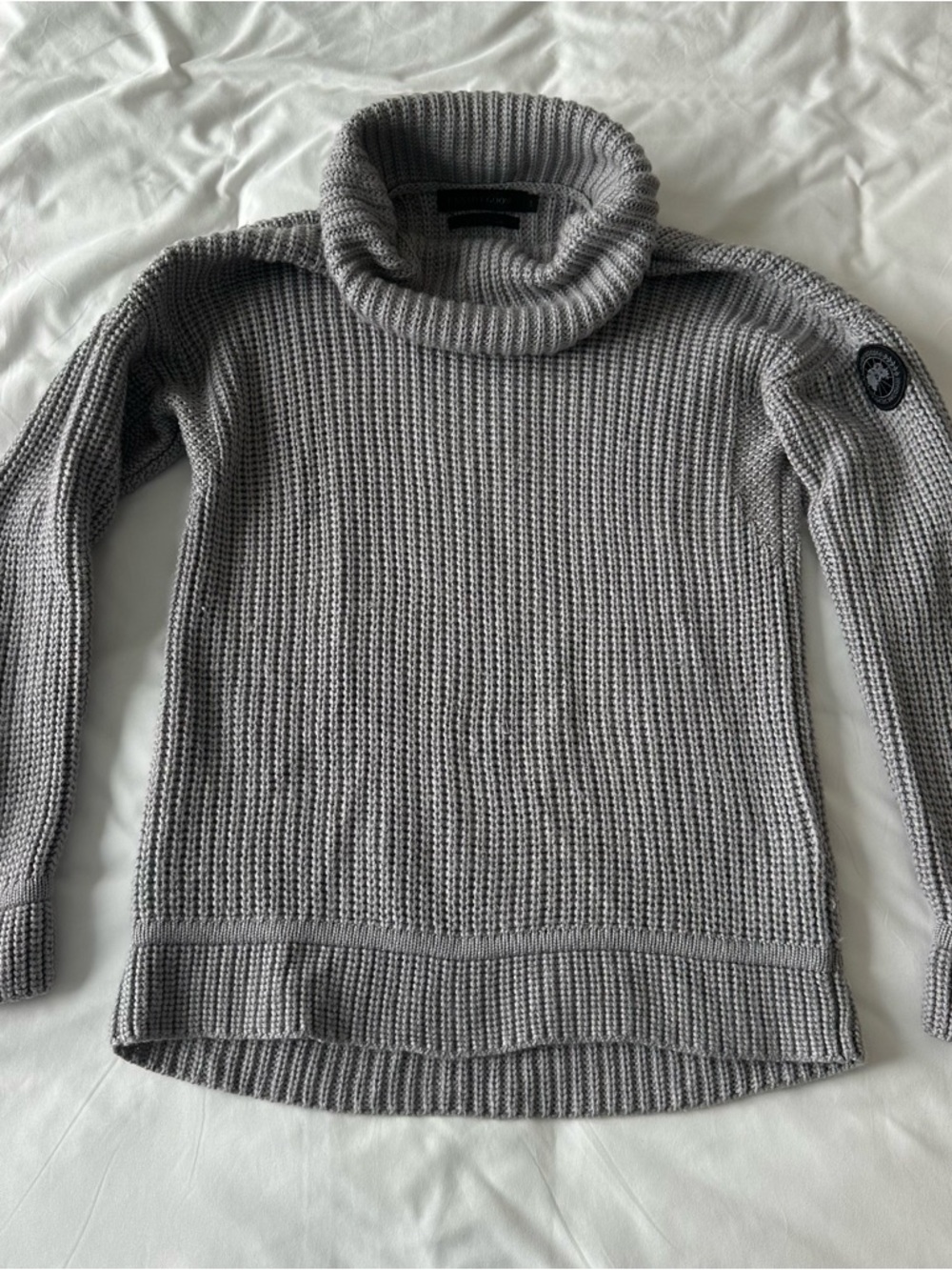 Canada Goose Light Gray Ribbed Turtleneck Sweater